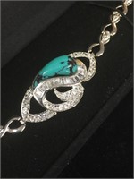 Turquoise and rhinestone bracelet