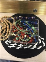 Miscellaneous glass beads and necklace