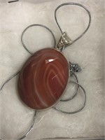 Banded agate pendant in sterling fittings and