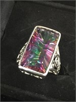 Faceted Mystic topaz ring