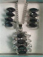 Faceted black onyx earrings and necklace on