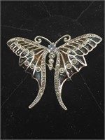 Enamel and marcasite butterfly pin