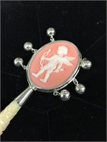 Sterling cameo baby rattle