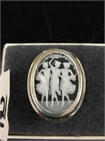 Blue stone cameo ring - size 8