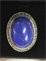 Lapis-Lazuli Stone w/marcasite ring - size 8.5