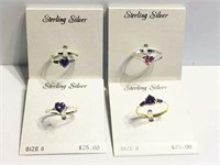Sterling Silver CZ RIngs (lot of 4)
