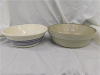 Tan diamond cut crock - white pottery bowl with
