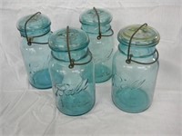 4 Ball Ideal wire top quart canning jars with