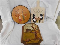 2 saying wooden pictures - barn painted on wood