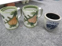 Two Louisville stoneware mugs - Kankakee, Illinois
