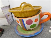 10" diameter teacup with saucer planter - Haegar