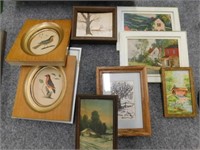 Assortment of 9 small oil pictures