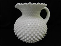 Fenton milk glass bulbous 8" pitcher