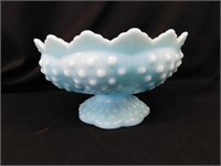 Fenton blue hobnail candle holder