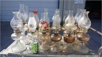 18 Antique Glass Oil Lamps