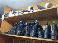 LOT, DRESS SHOES ON THESE (3) SHELVES IN BACK