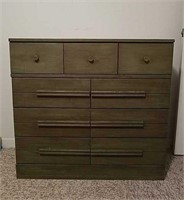 Vintage Olive Green Wood Dresser