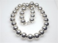 LARGE VERY HEAVY STERLING SILVER BALL NECKLACE
