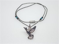 STERLING SILVER BEADED DUCK NECKLACE