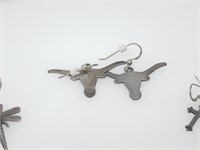 STERLING SILVER UT LONGHORNS EARRINGS