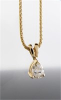 14K Yellow Gold Pear Diamond Pendant