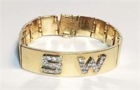 14K Gold and Diamond Mens Bracelet