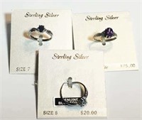 Sterling Silver Rings with Colored Gemstones