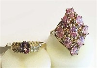 14K Gold Ring with Pink Gemstone & Diamonds