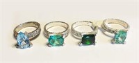 Sterling Silver CZ Ladies RIngs (lot of 4)