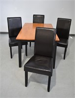 Dining Table & 4 Parson's Faux Leather Chairs
