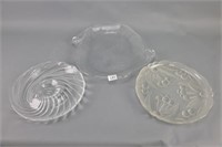 Three Large Glass Serving Dishes