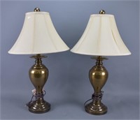 Pair of Patinated Brass Table Lamps