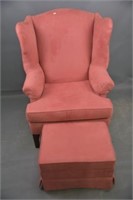 Large Solid Wingback Armchair and Stool
