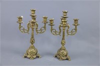 Pair of Cast Brass Candelabra