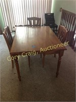 Wood dinette, table with 3 chairs
