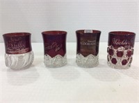 Lot of 4 Red Ruby Glass Tumblers