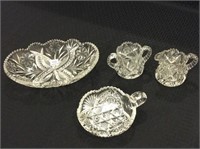 Lot of 4 Cut Glass Pieces Including
