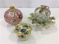 Group of 4 Nippon Floral Painted Pieces