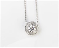 18K WG Diamond Pendant, Chain, .55ct Solitaire