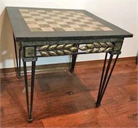 Marble Top Game Table with Inset Stone