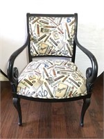 Painted Wood Arm Chair with Snail Scroll