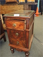 ANTIQUE BURLWOOD SIDE TABLE OR NIGHTSTAND