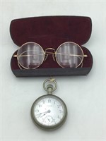 Antique Pocket Watch & Eye glasses