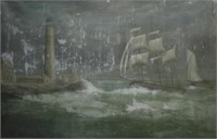 W.H. Barry 46x72 O/C Square Rigger, Stormy Sea