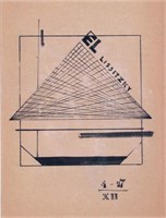 Lazar M (EL) Lissitzky 8x6.5 Pen/Ink Geometric Ske