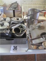 Various Stainless Steel: Warmer, Pans & Pots