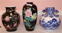 3 Unmatched Asian Influence Vase, 12"H, 12 1/2"H,