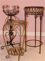 3 Unmatched Metal Plant Stands, 28", 21", 29"