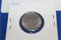 1867 SHIELD WITH RAYS NICKEL