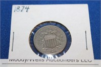 1874 SHIELD WITHOUT RAYS NICKEL